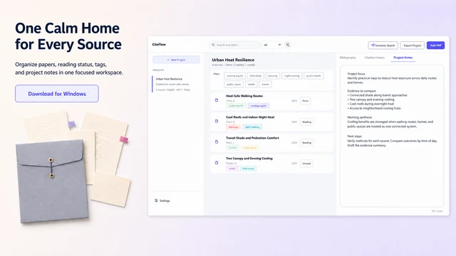 Research library and project notes in CiteFlow