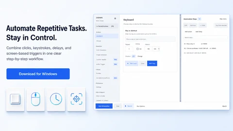 Osenpa Auto Clicker workflow with recorded mouse and keyboard steps