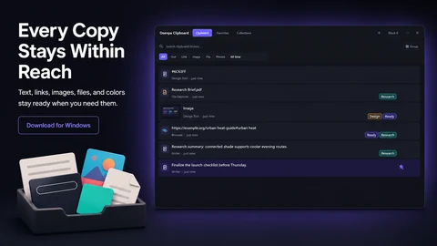 Clipboard history in Osenpa Clipboard Manager