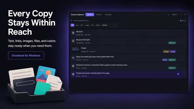 Clipboard history in Osenpa Clipboard Manager