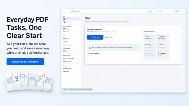 PDF task selection in Osenpa PDF Tools