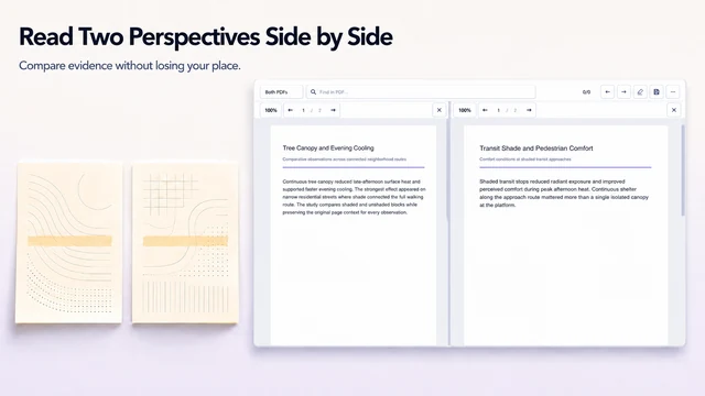 Side-by-side PDF comparison in CiteFlow