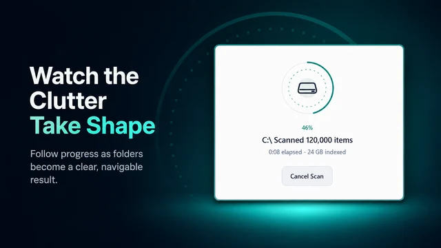 Drive scan progress in Osenpa Disk Analyzer