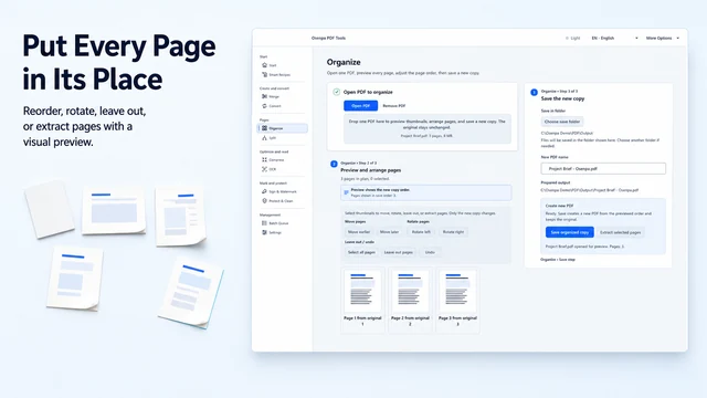 PDF page organizer in Osenpa PDF Tools