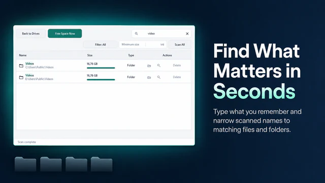 File and folder search in Osenpa Disk Analyzer