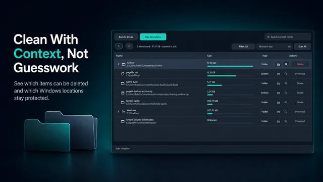 Safe cleanup review in Osenpa Disk Analyzer