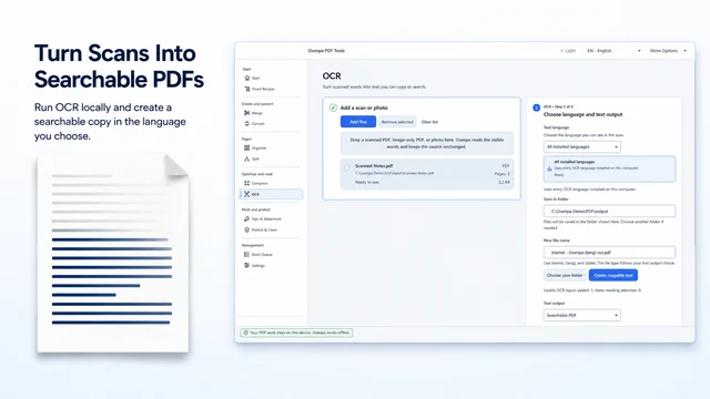 Searchable PDF OCR in Osenpa PDF Tools