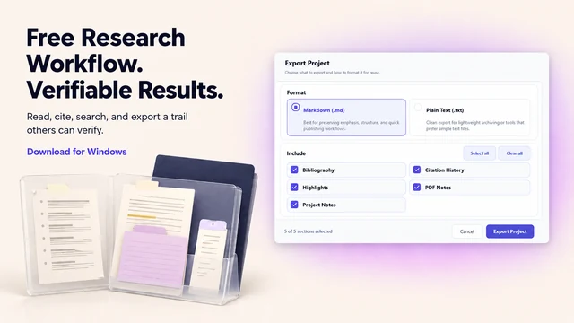 Research project export in CiteFlow