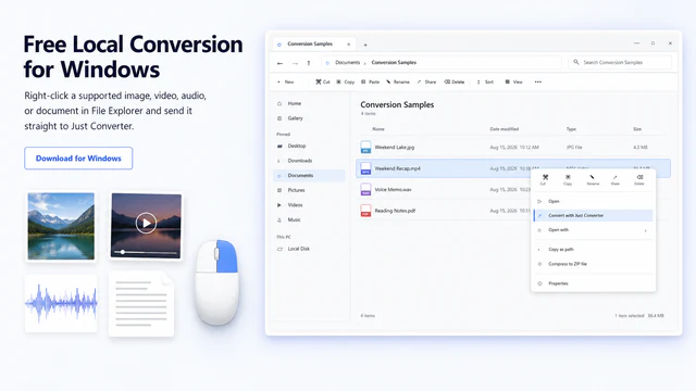Just Converter actions in Windows File Explorer