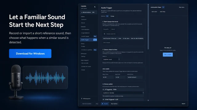 Audio Trigger settings in Osenpa Auto Clicker