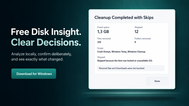 Cleanup summary in Osenpa Disk Analyzer