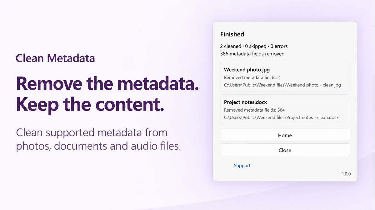 Clean Metadata main workflow