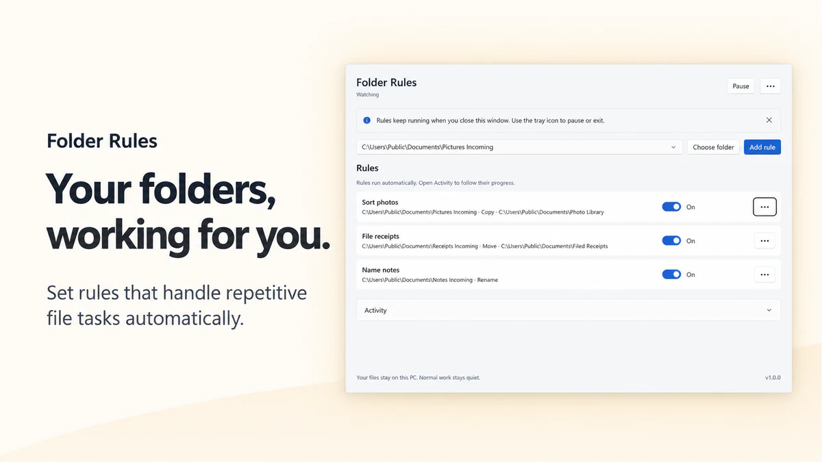 Folder Rules main workflow