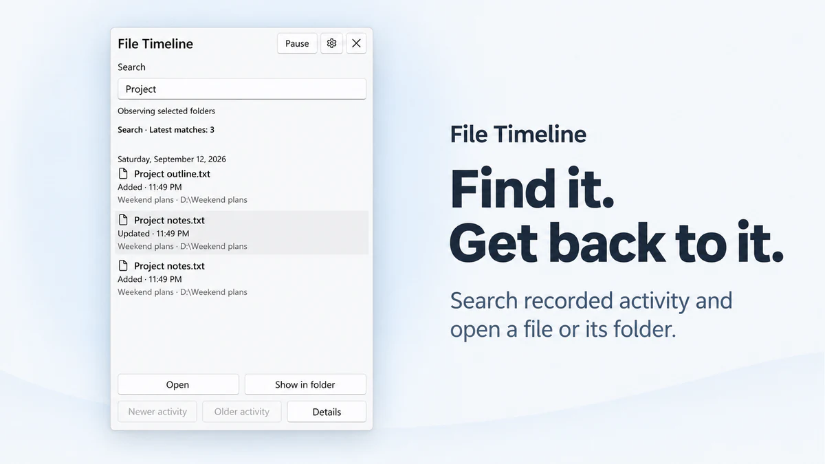 File Timeline: search file history