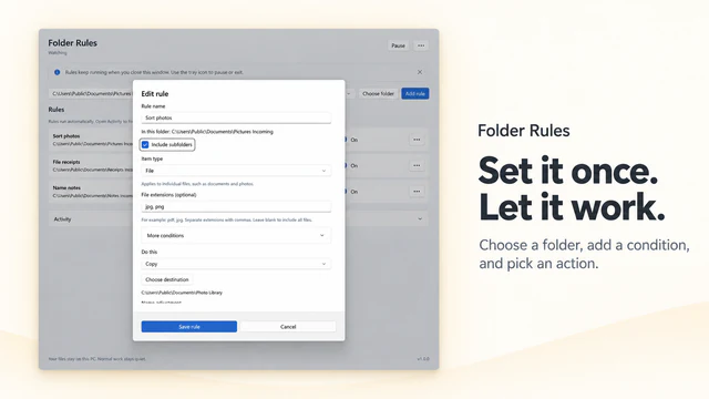 Folder Rules: file rule editor
