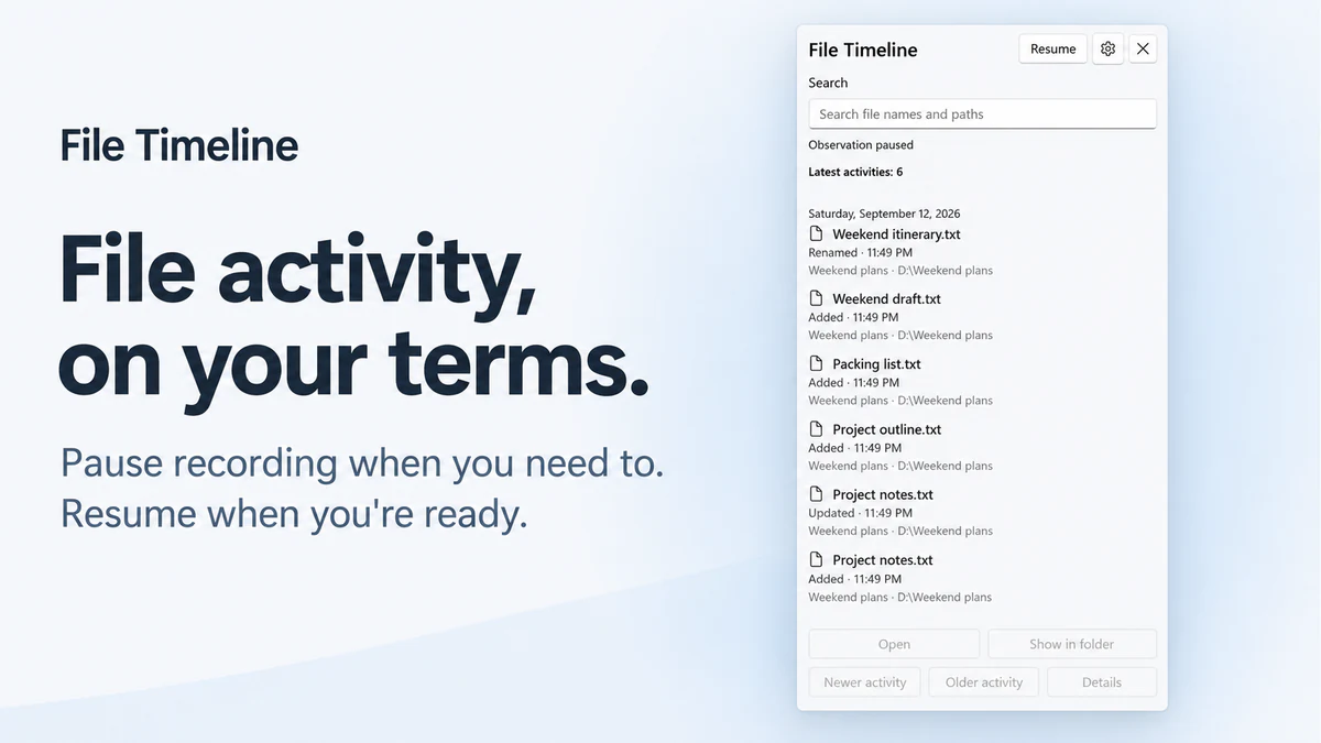 File Timeline: observation settings
