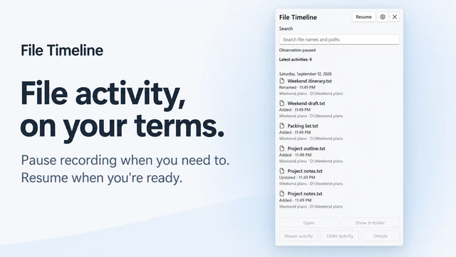 File Timeline: observation settings