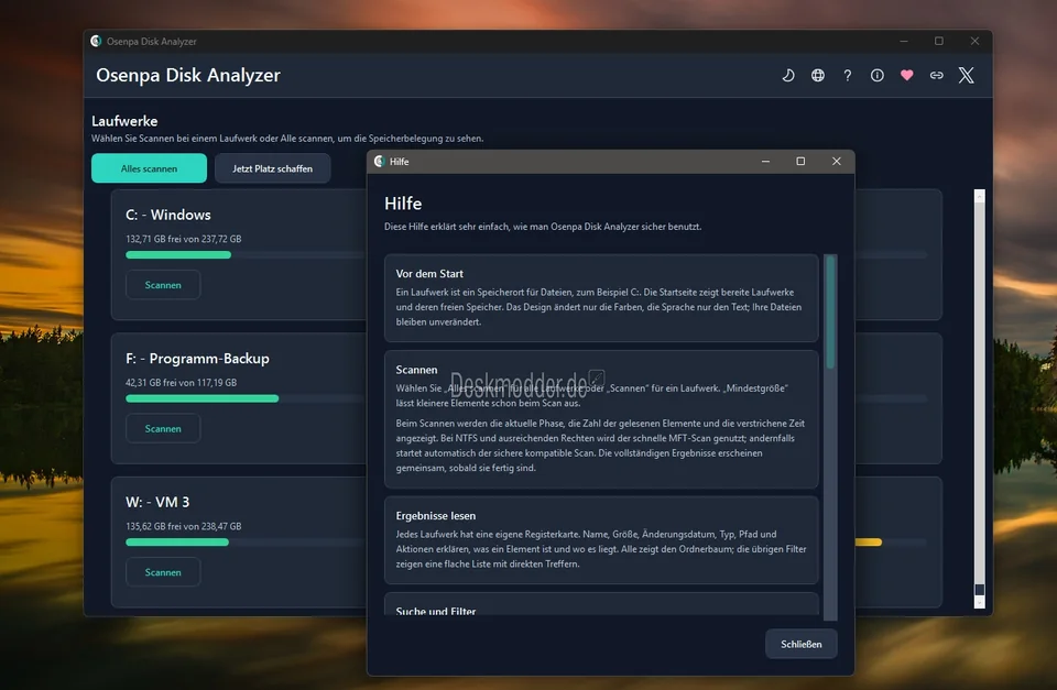 Osenpa Disk Analyzer pictured in the Deskmodder article