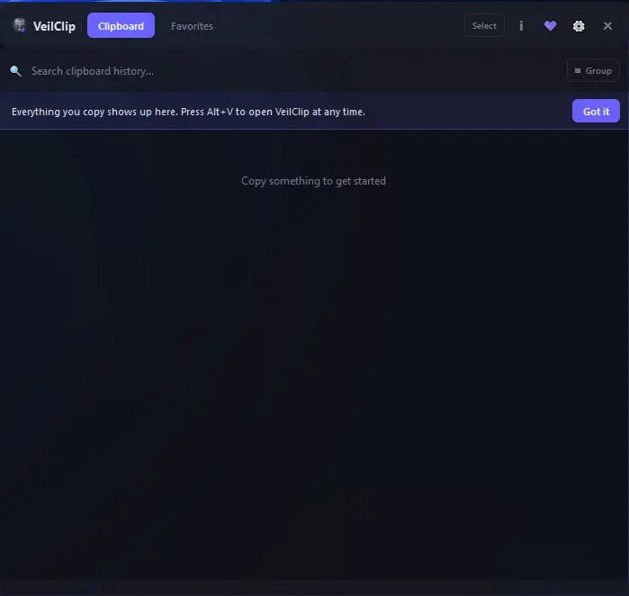 VeilClip — free offline clipboard manager for Windows with AES-256 encryption